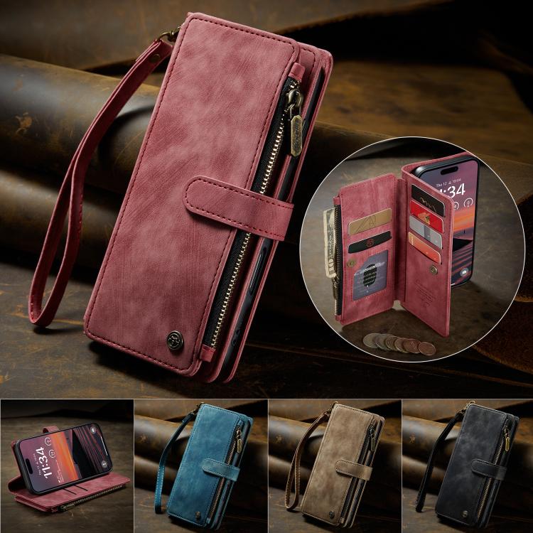 For iPhone 17 Pro CaseMe C30 Card Slots Zipper Wallet Leather Phone Case