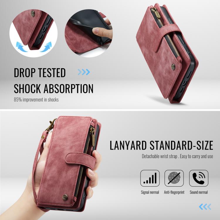 For iPhone 17 Pro CaseMe C30 Card Slots Zipper Wallet Leather Phone Case