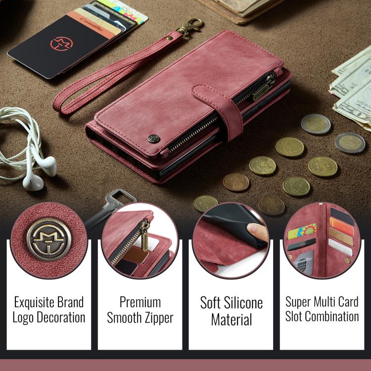 For iPhone 17 Pro CaseMe C30 Card Slots Zipper Wallet Leather Phone Case