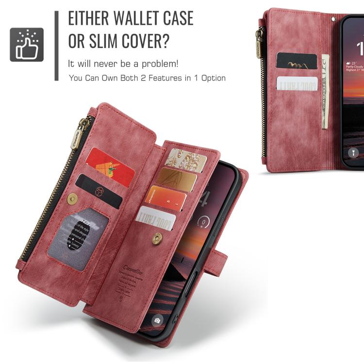 For iPhone 17 Pro CaseMe C30 Card Slots Zipper Wallet Leather Phone Case