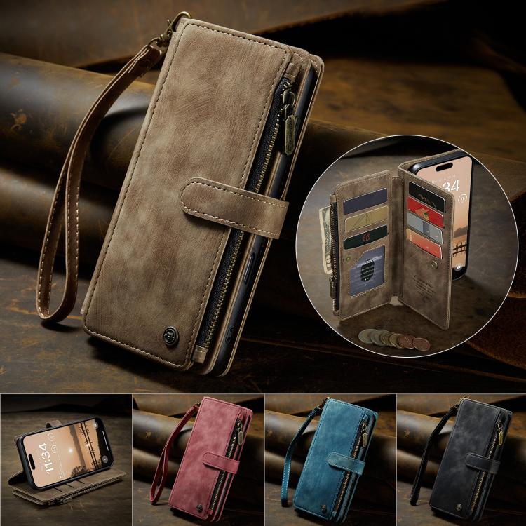 For iPhone 17 Pro Max CaseMe C30 Card Slots Zipper Wallet Leather Phone Case