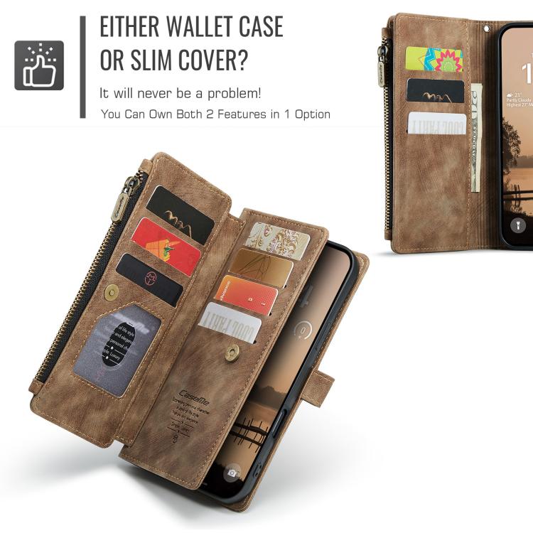 For iPhone 17 Pro Max CaseMe C30 Card Slots Zipper Wallet Leather Phone Case
