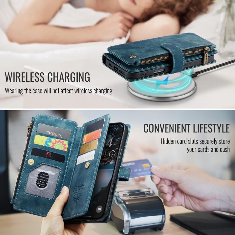 For iPhone 17 Pro Max CaseMe C30 Card Slots Zipper Wallet Leather Phone Case
