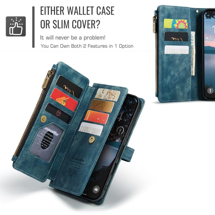 For iPhone 17 Pro Max CaseMe C30 Card Slots Zipper Wallet Leather Phone Case