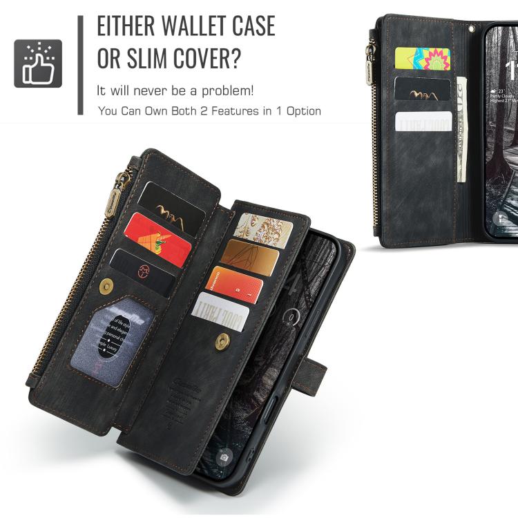 For iPhone 17 Pro Max CaseMe C30 Card Slots Zipper Wallet Leather Phone Case