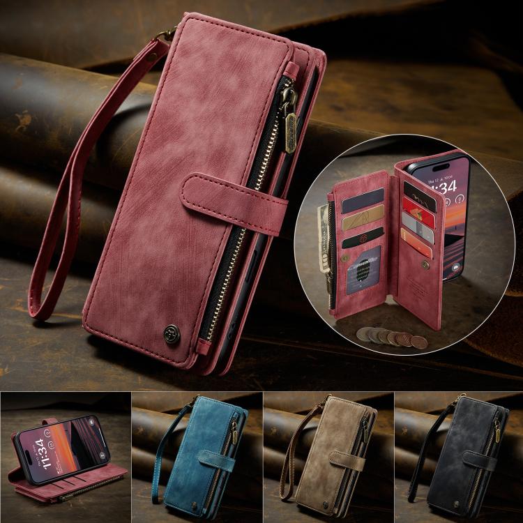For iPhone 17 Pro Max CaseMe C30 Card Slots Zipper Wallet Leather Phone Case