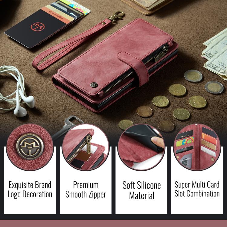 For iPhone 17 Pro Max CaseMe C30 Card Slots Zipper Wallet Leather Phone Case