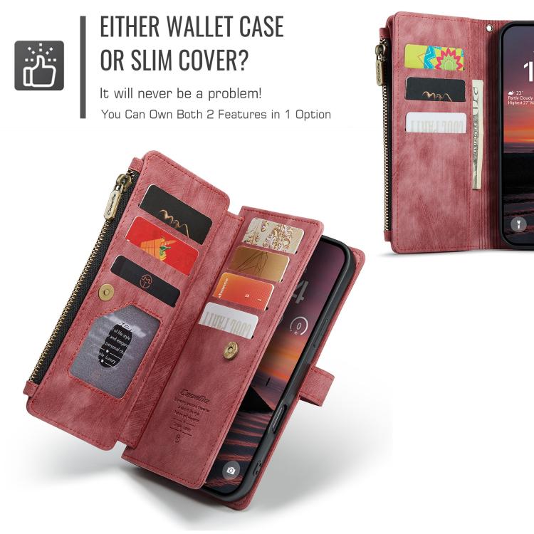 For iPhone 17 Pro Max CaseMe C30 Card Slots Zipper Wallet Leather Phone Case