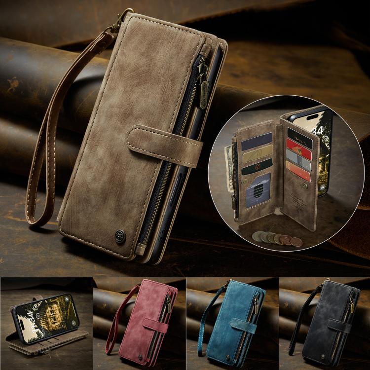 For iPhone Air CaseMe C30 Card Slots Zipper Wallet Leather Phone Case