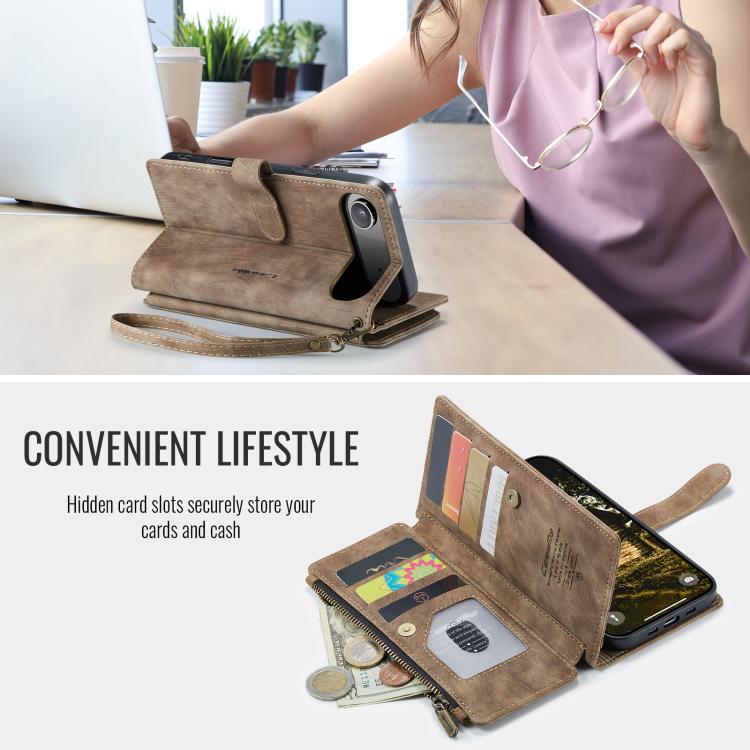 For iPhone Air CaseMe C30 Card Slots Zipper Wallet Leather Phone Case