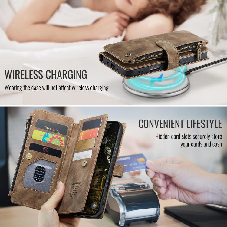 For iPhone Air CaseMe C30 Card Slots Zipper Wallet Leather Phone Case