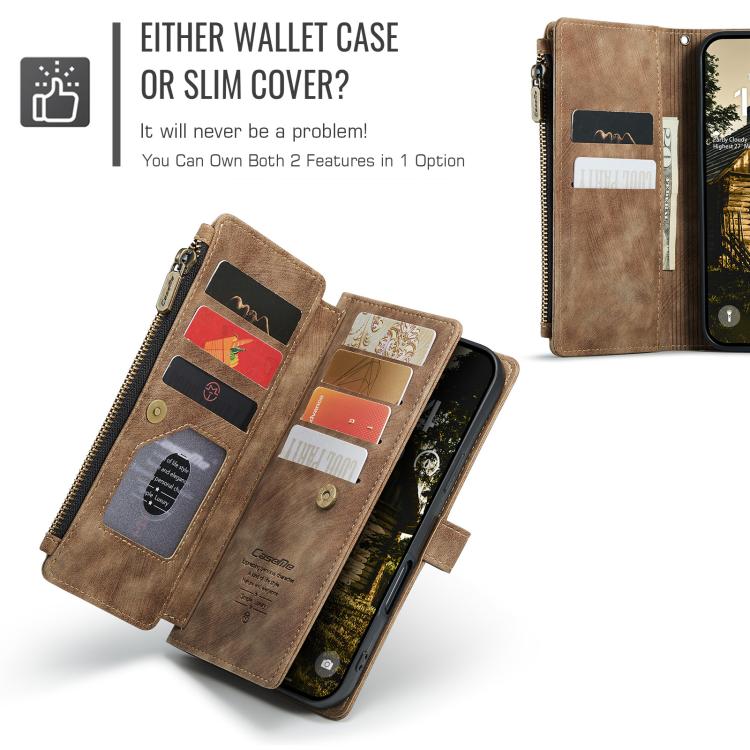 For iPhone Air CaseMe C30 Card Slots Zipper Wallet Leather Phone Case