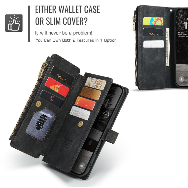 For iPhone Air CaseMe C30 Card Slots Zipper Wallet Leather Phone Case