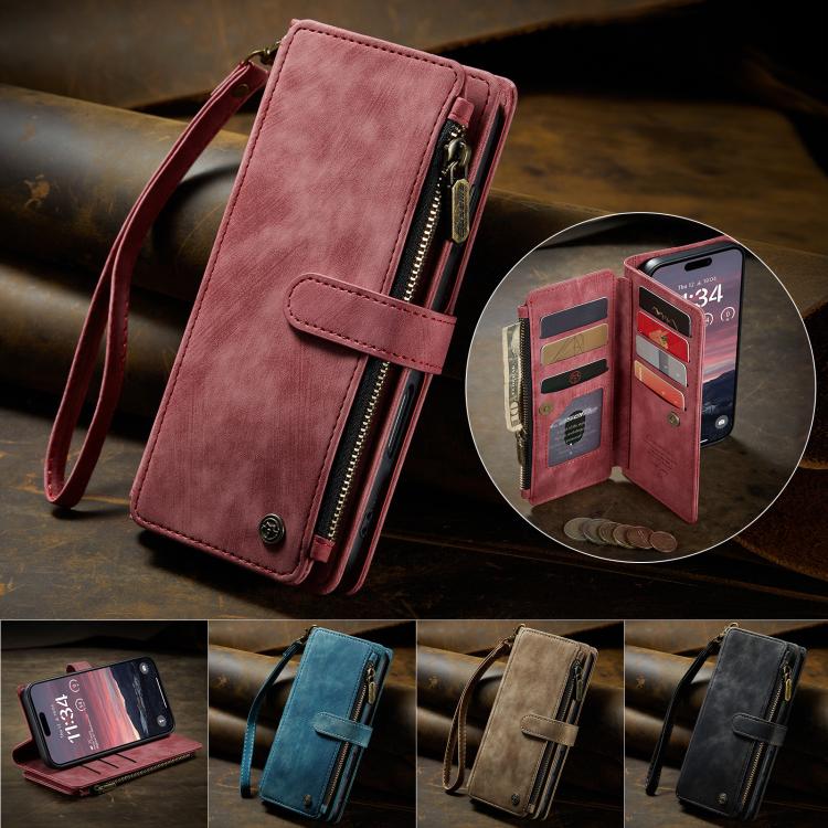 For iPhone Air CaseMe C30 Card Slots Zipper Wallet Leather Phone Case