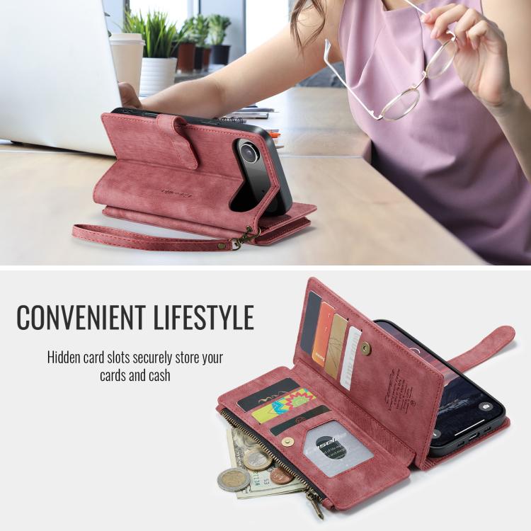 For iPhone Air CaseMe C30 Card Slots Zipper Wallet Leather Phone Case