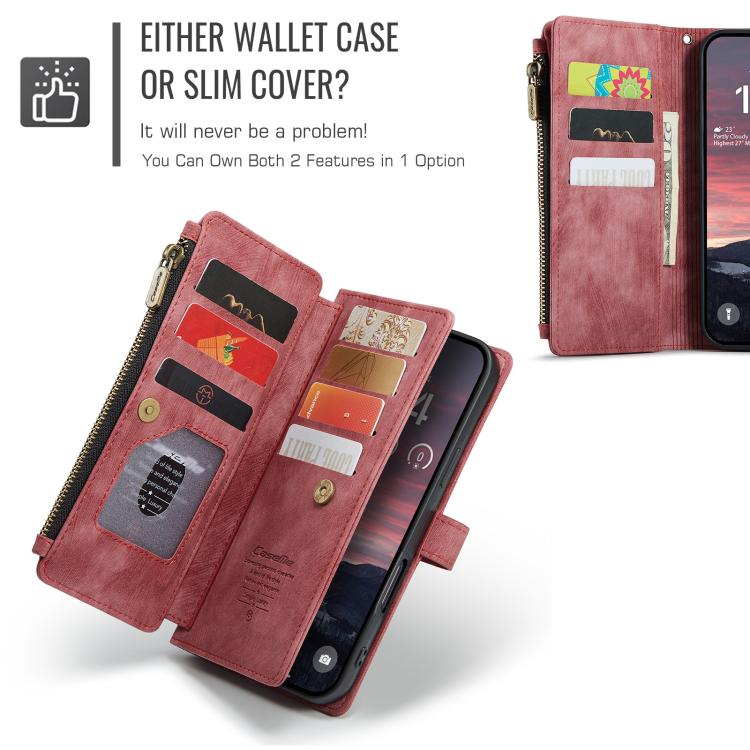 For iPhone Air CaseMe C30 Card Slots Zipper Wallet Leather Phone Case