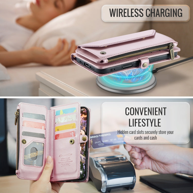 For iPhone 16 Pro Max CaseMe C36 Card Slots Zipper Wallet RFID Anti-theft Leather Phone Case
