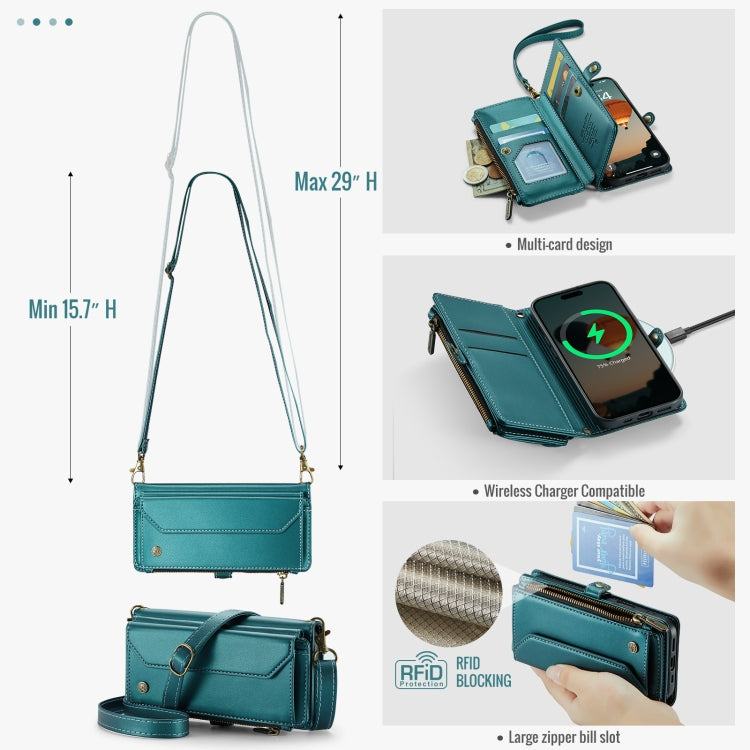 For iPhone 16 Pro CaseMe C36 Card Slots Zipper Wallet RFID Anti-theft Leather Phone Case