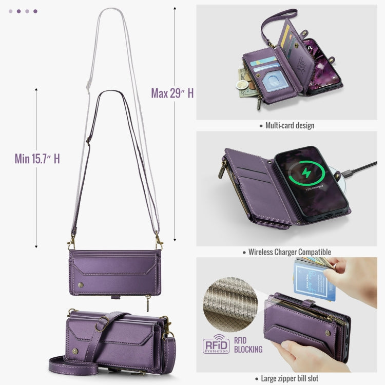 For iPhone 16 Pro CaseMe C36 Card Slots Zipper Wallet RFID Anti-theft Leather Phone Case