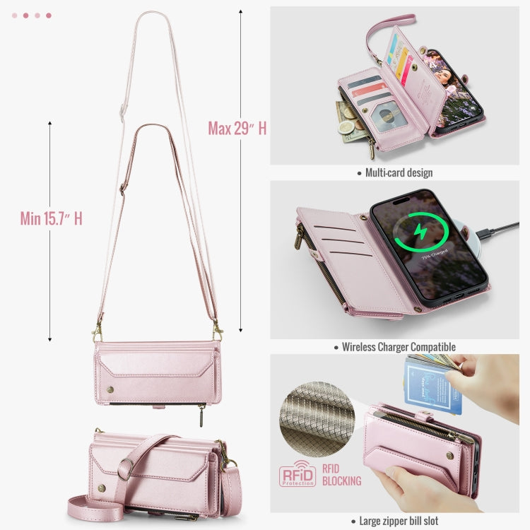For iPhone 16 Plus CaseMe C36 Card Slots Zipper Wallet RFID Anti-theft Leather Phone Case