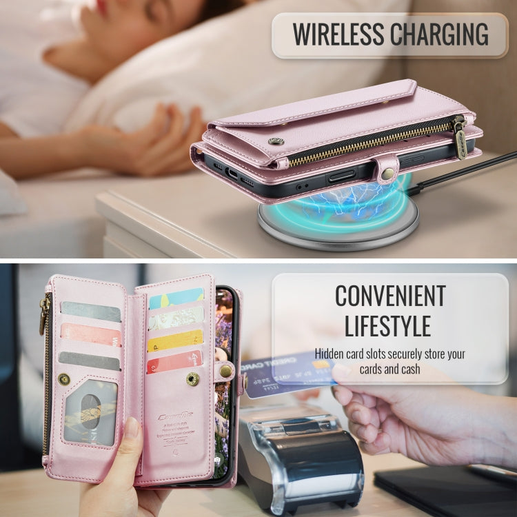 For iPhone 16 Plus CaseMe C36 Card Slots Zipper Wallet RFID Anti-theft Leather Phone Case