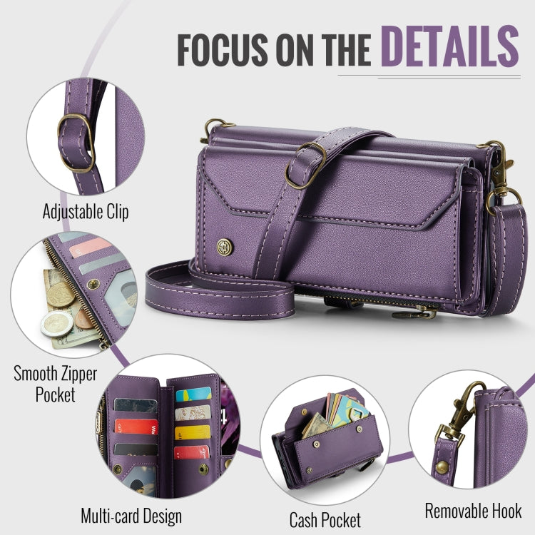 For iPhone 16 Plus CaseMe C36 Card Slots Zipper Wallet RFID Anti-theft Leather Phone Case