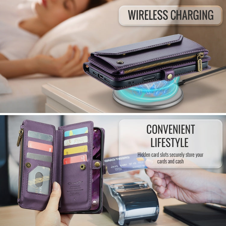 For iPhone 16 Plus CaseMe C36 Card Slots Zipper Wallet RFID Anti-theft Leather Phone Case
