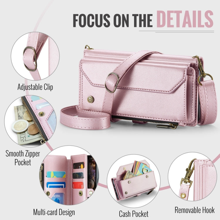 For iPhone 16 CaseMe C36 Card Slots Zipper Wallet RFID Anti-theft Leather Phone Case