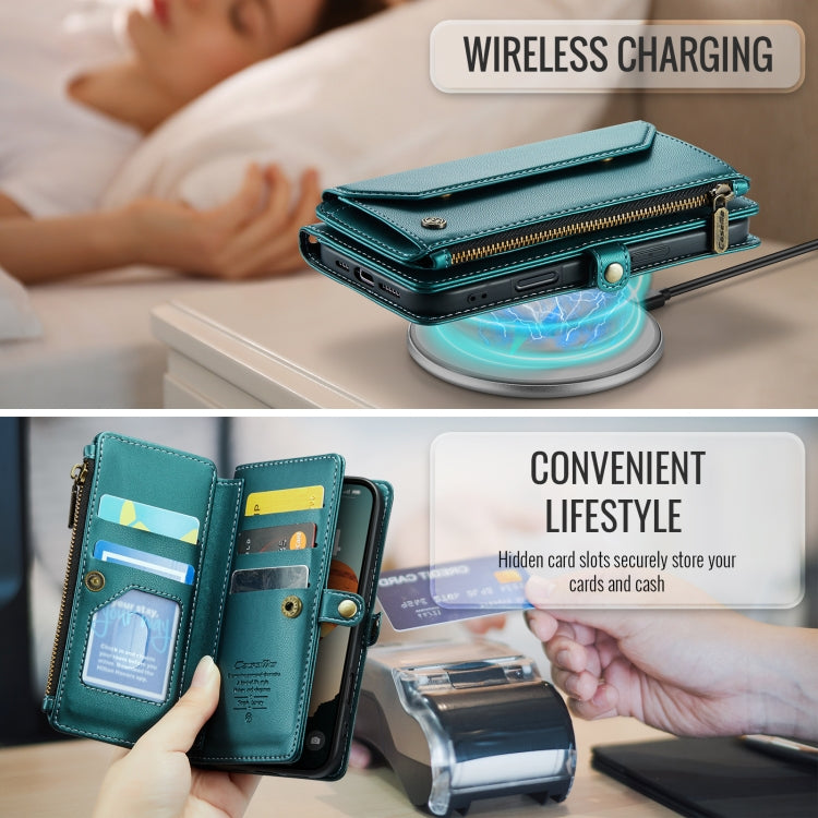 For iPhone 16 CaseMe C36 Card Slots Zipper Wallet RFID Anti-theft Leather Phone Case
