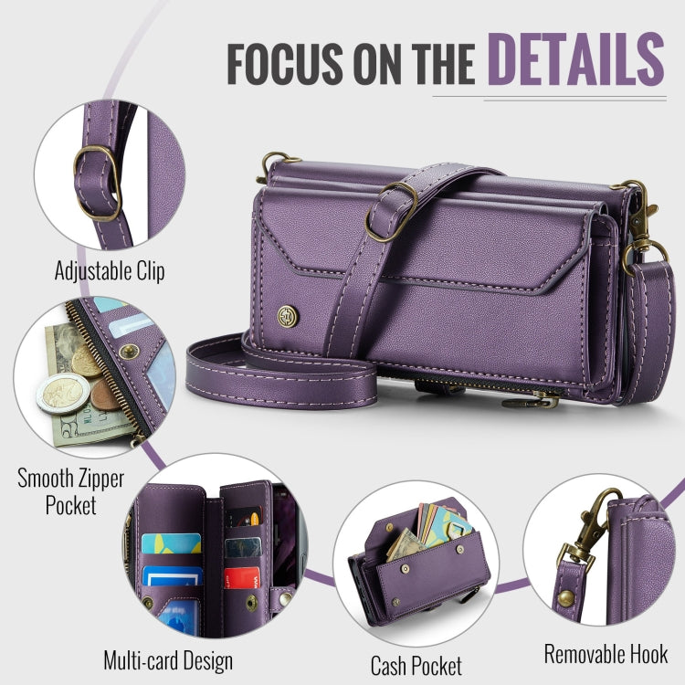 For iPhone 16 CaseMe C36 Card Slots Zipper Wallet RFID Anti-theft Leather Phone Case