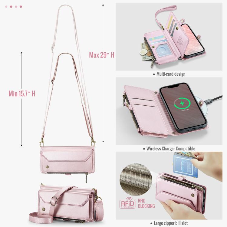 For iPhone 17e / 16e CaseMe C36 Card Slots Zipper Wallet RFID Anti-theft Leather Phone Case