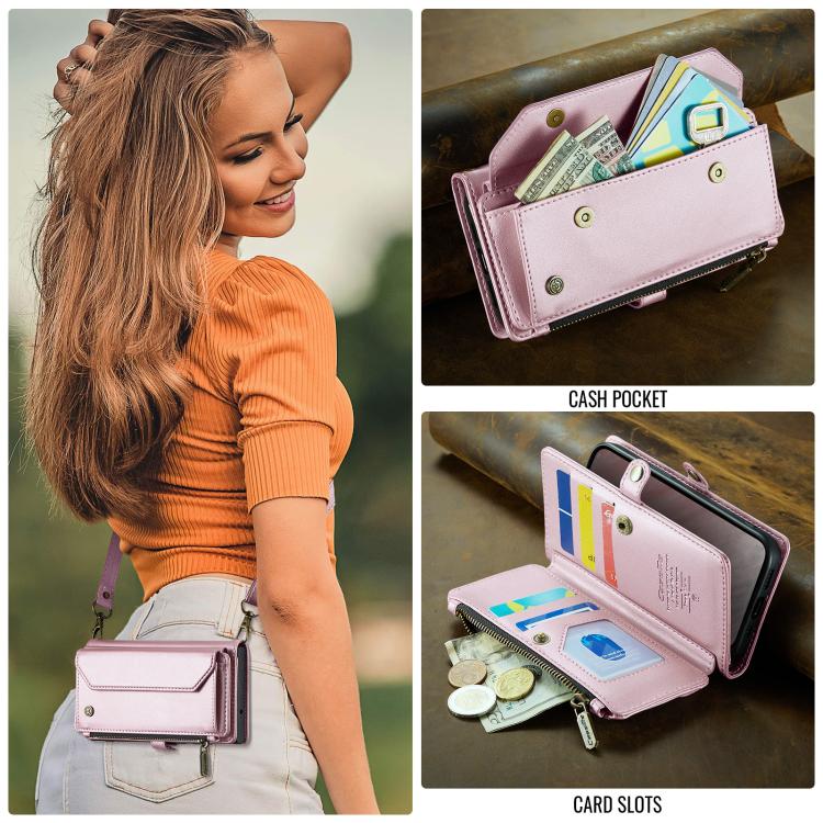 For iPhone 17e / 16e CaseMe C36 Card Slots Zipper Wallet RFID Anti-theft Leather Phone Case