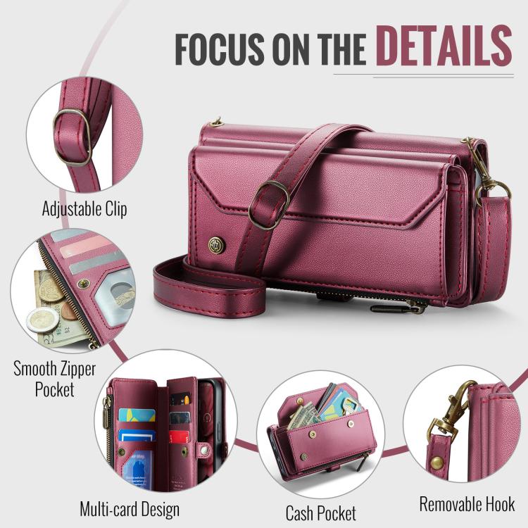 For iPhone 17e / 16e CaseMe C36 Card Slots Zipper Wallet RFID Anti-theft Leather Phone Case