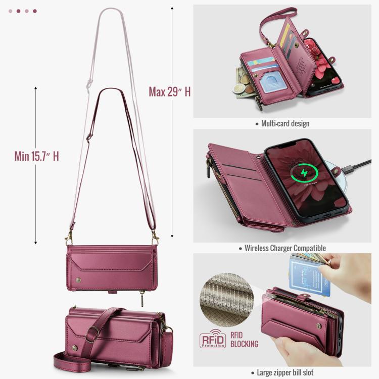 For iPhone 17e / 16e CaseMe C36 Card Slots Zipper Wallet RFID Anti-theft Leather Phone Case