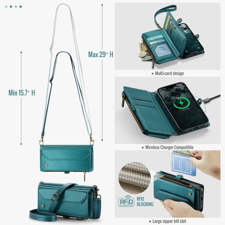 For iPhone 17e / 16e CaseMe C36 Card Slots Zipper Wallet RFID Anti-theft Leather Phone Case