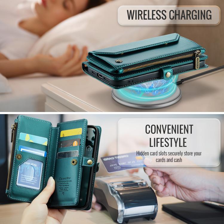 For iPhone 17e / 16e CaseMe C36 Card Slots Zipper Wallet RFID Anti-theft Leather Phone Case