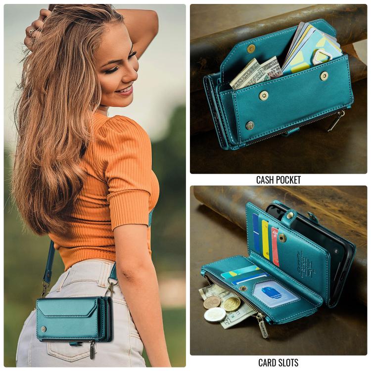 For iPhone 17e / 16e CaseMe C36 Card Slots Zipper Wallet RFID Anti-theft Leather Phone Case