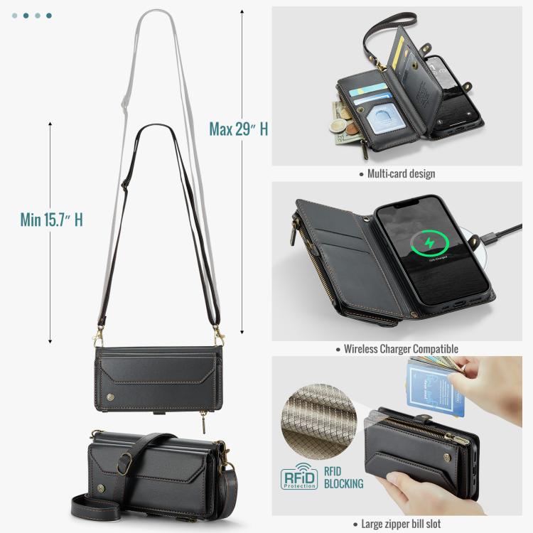 For iPhone 17e / 16e CaseMe C36 Card Slots Zipper Wallet RFID Anti-theft Leather Phone Case