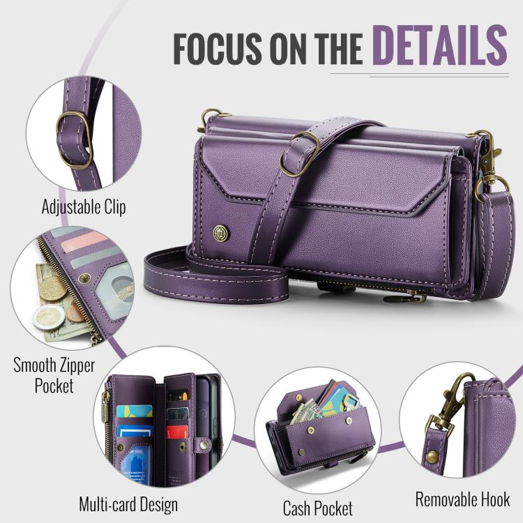 For iPhone 17e / 16e CaseMe C36 Card Slots Zipper Wallet RFID Anti-theft Leather Phone Case