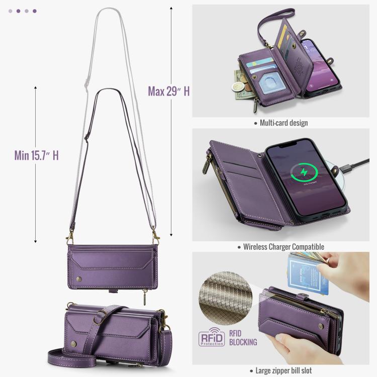 For iPhone 17e / 16e CaseMe C36 Card Slots Zipper Wallet RFID Anti-theft Leather Phone Case