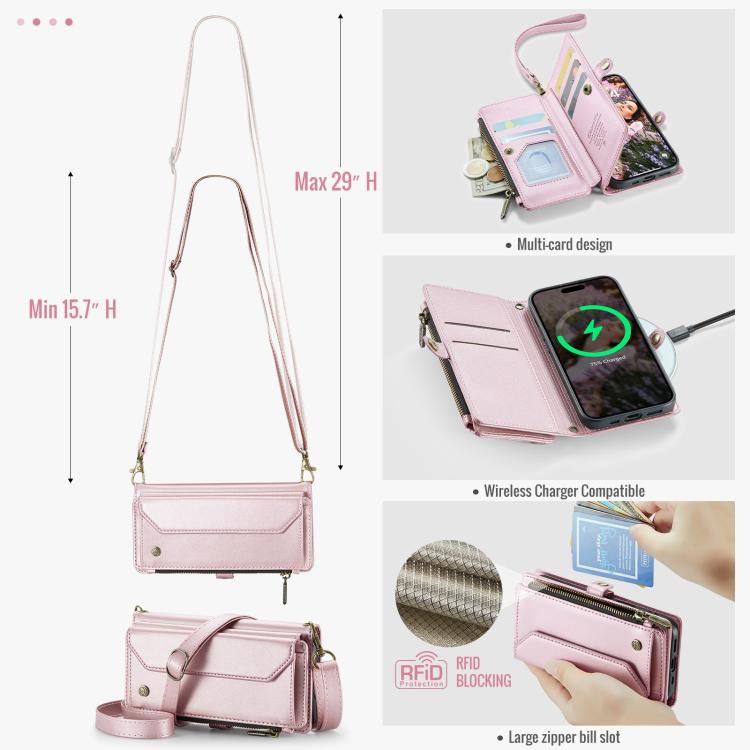 For iPhone 17 CaseMe C36 Card Slots Zipper Wallet RFID Anti-theft Leather Phone Case