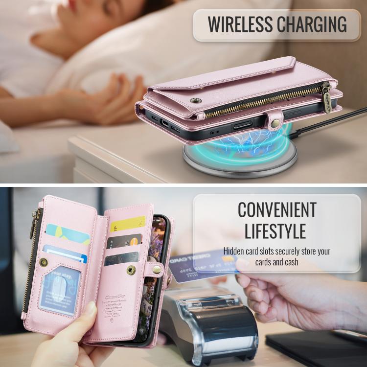 For iPhone 17 CaseMe C36 Card Slots Zipper Wallet RFID Anti-theft Leather Phone Case