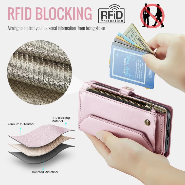 For iPhone 17 CaseMe C36 Card Slots Zipper Wallet RFID Anti-theft Leather Phone Case