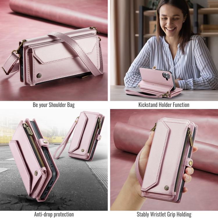 For iPhone 17 CaseMe C36 Card Slots Zipper Wallet RFID Anti-theft Leather Phone Case