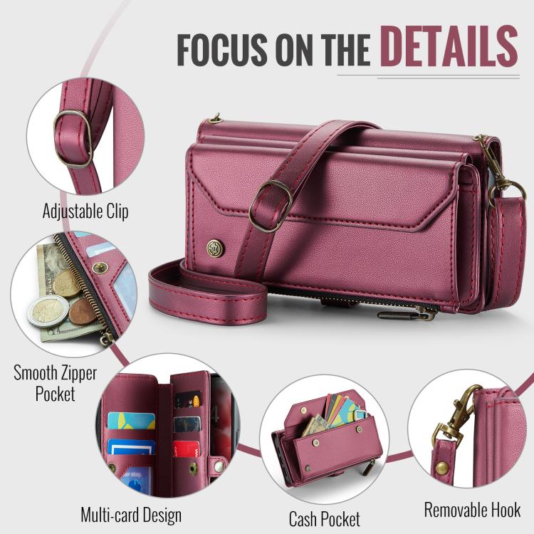 For iPhone 17 CaseMe C36 Card Slots Zipper Wallet RFID Anti-theft Leather Phone Case