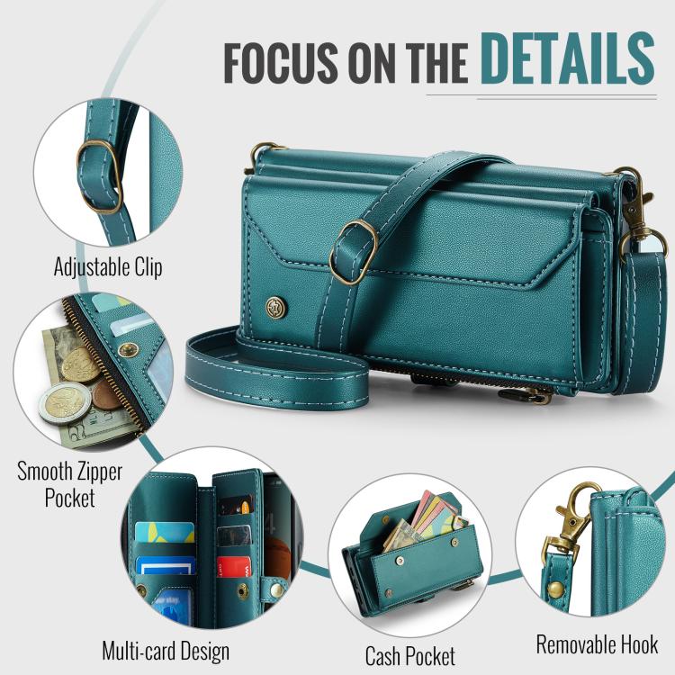 For iPhone 17 CaseMe C36 Card Slots Zipper Wallet RFID Anti-theft Leather Phone Case