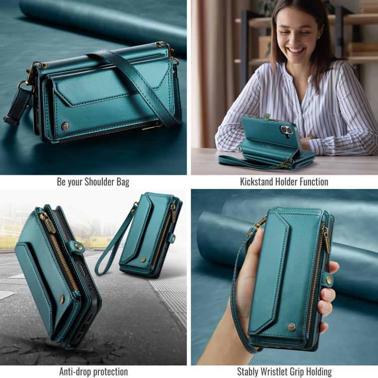 For iPhone 17 CaseMe C36 Card Slots Zipper Wallet RFID Anti-theft Leather Phone Case