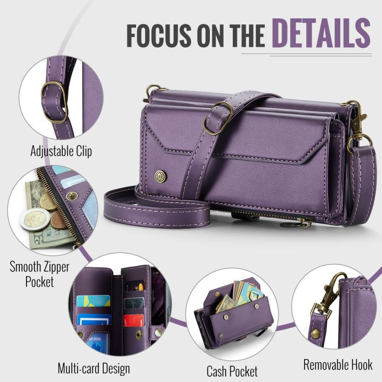 For iPhone 17 CaseMe C36 Card Slots Zipper Wallet RFID Anti-theft Leather Phone Case