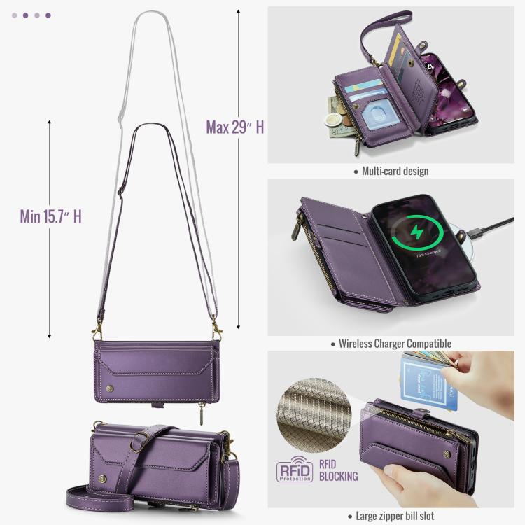 For iPhone 17 CaseMe C36 Card Slots Zipper Wallet RFID Anti-theft Leather Phone Case