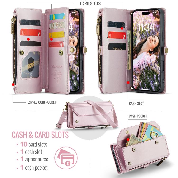 For iPhone Air CaseMe C36 Card Slots Zipper Wallet RFID Anti-theft Leather Phone Case